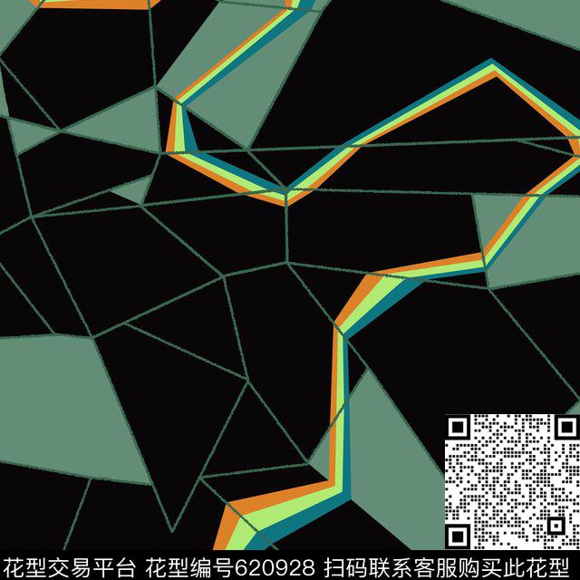 几何方巾3.jpg - 620928 - 夕 3D 色块 - 传统印花花型 － 方巾花型设计 － 瓦栏