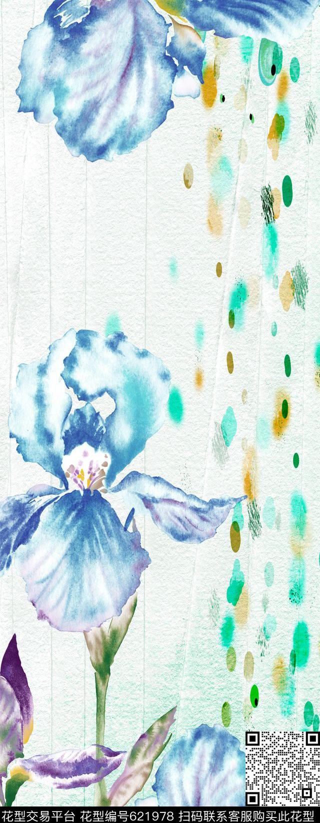 1.jpg - 621978 - 时尚 花卉 现代 - 数码印花花型 － 长巾花型设计 － 瓦栏