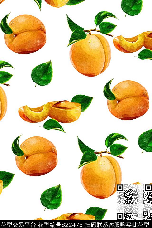 手绘水果桃子数码印花花型下载（图片编号: 622475） - 瓦栏（Walan）