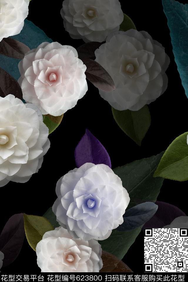 兰花花朵花卉数码印花花型下载（图片编号: 623800） - 瓦栏（Walan）