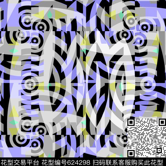 几何条纹女装数码印花花型下载（图片编号: 624298） - 瓦栏（Walan）