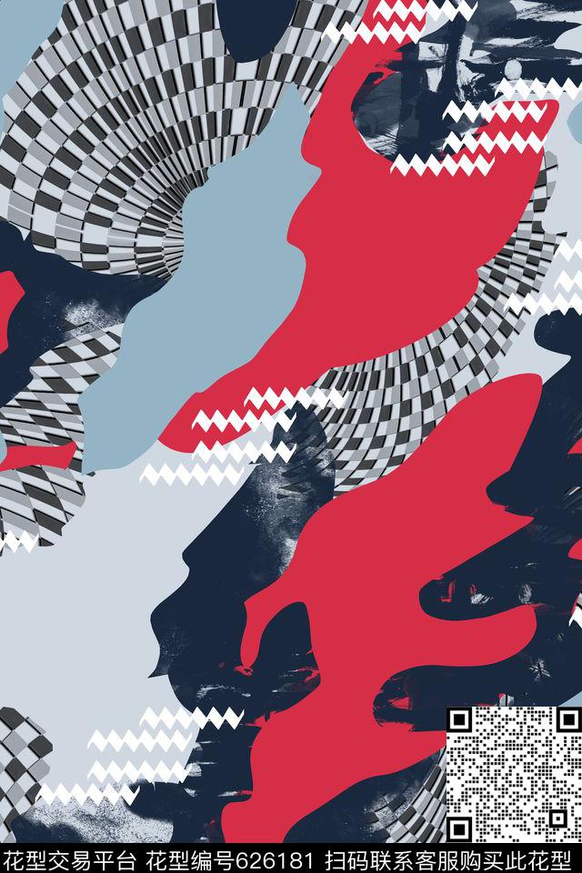 线条几何迷彩时尚传统印花花型下载（图片编号: 626181） - 瓦栏（Walan）