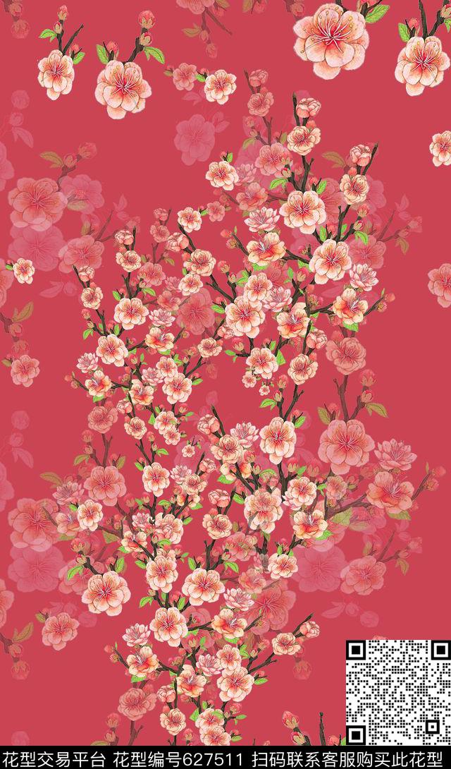 10049khdz-22940-160507-1-2.jpg - 627511 - 定位花 花卉花丛 手绘意向花卉 - 数码印花花型 － 女装花型设计 － 瓦栏