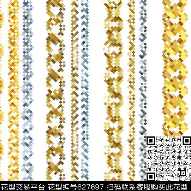 几何链条传统印花花型下载（图片编号: 627697） - 瓦栏（Walan）