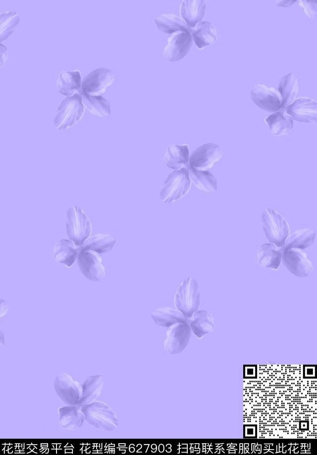 原创手绘浪漫型花卉家纺传统印花花型下载（图片编号: 627903） - 瓦栏（Walan）