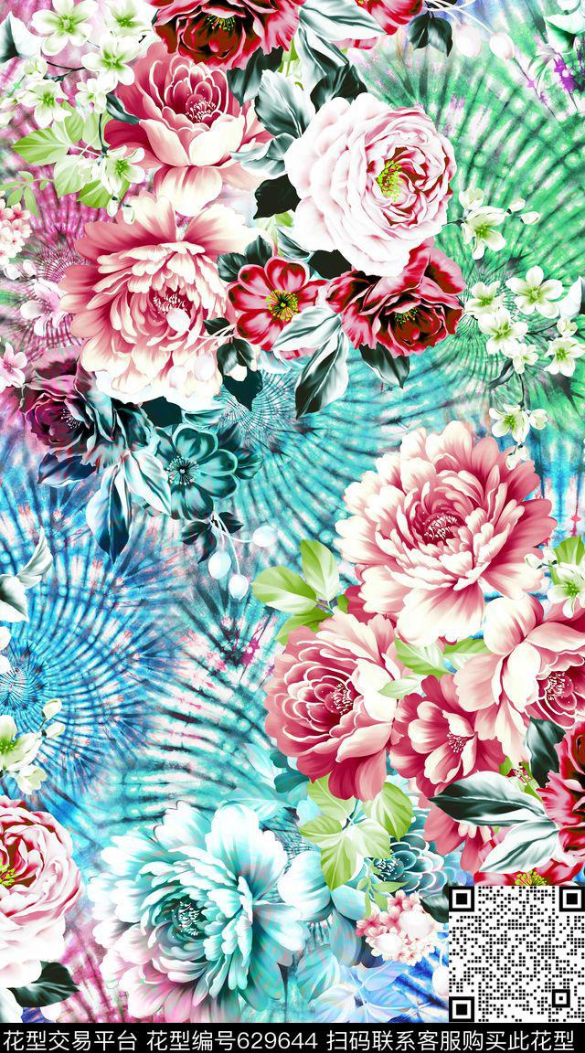 201605102.jpg - 629644 - 喷绘 扎染 花卉 - 数码印花花型 － 女装花型设计 － 瓦栏