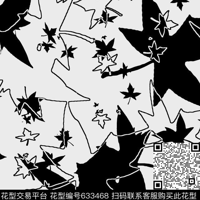 叶子枫叶秋天数码印花花型下载（图片编号: 633468） - 瓦栏（Walan）