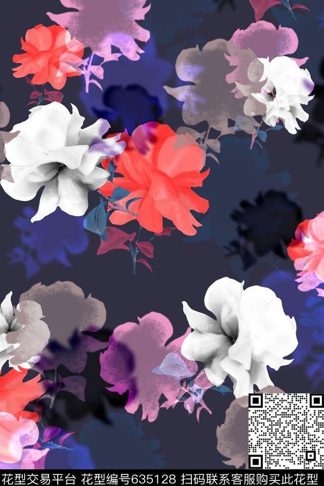 花卉多彩。反复数码印花花型下载（图片编号: 635128） - 瓦栏（Walan）