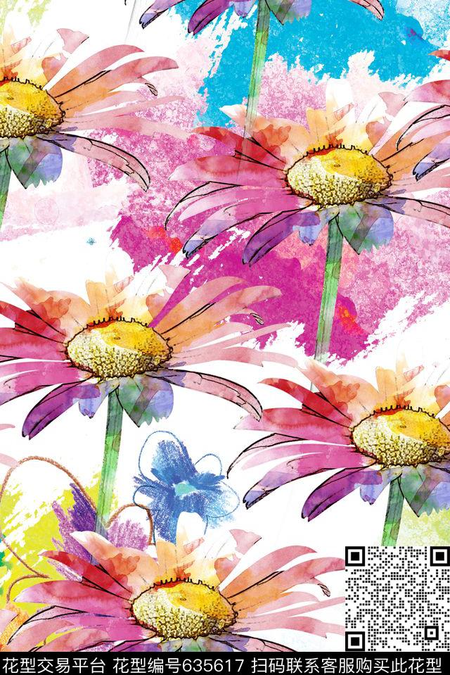 水彩泼墨肌理数码印花花型下载（图片编号: 635617） - 瓦栏（Walan）