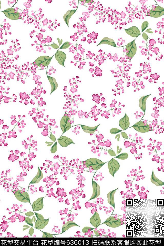 WT601-5套色网.jpg - 636013 - 花卉 田园风 小碎花 - 数码印花花型 － 女装花型设计 － 瓦栏