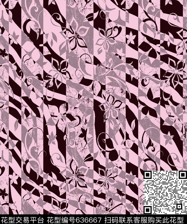 XH20160521-02-b04.jpg - 636667 - 花朵 几何图 创意抽象 - 传统印花花型 － 男装花型设计 － 瓦栏