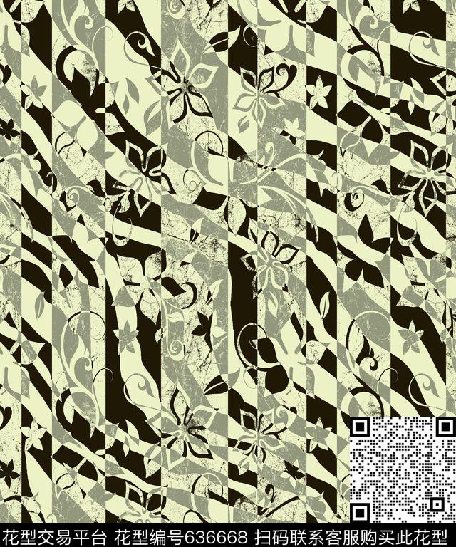 XH20160521-02-b05.jpg - 636668 - 花朵 几何图 创意抽象 - 传统印花花型 － 男装花型设计 － 瓦栏