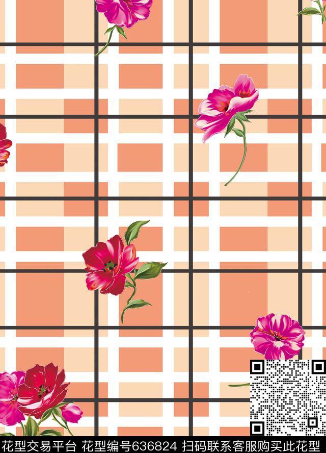 XH20160522-01-b02.jpg - 636824 - 花朵 原创 格子 - 传统印花花型 － 女装花型设计 － 瓦栏