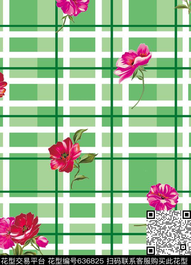 XH20160522-01-b03.jpg - 636825 - 花朵 原创 格子 - 传统印花花型 － 女装花型设计 － 瓦栏