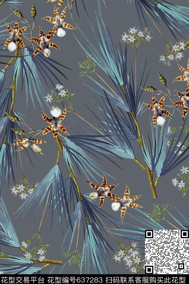 碎花花卉植物数码印花花型下载（图片编号: 637283） - 瓦栏（Walan）