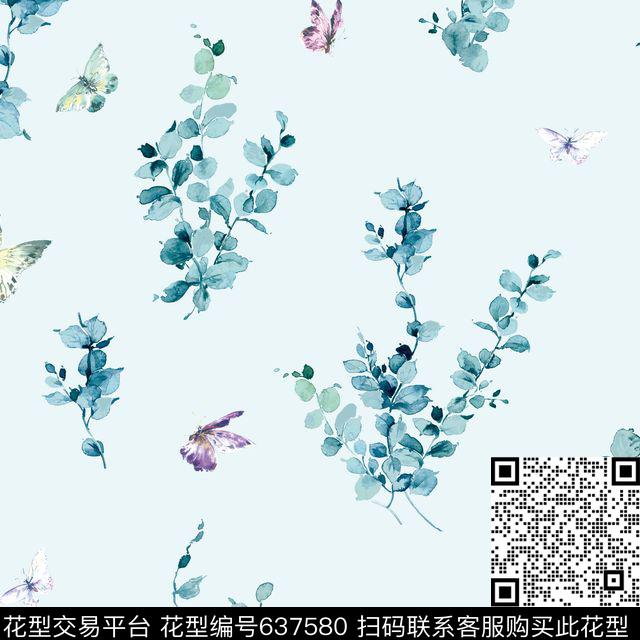 水彩小碎花花型1.tif - 637580 - 时尚清新 小碎花 水彩 - 传统印花花型 － 女装花型设计 － 瓦栏