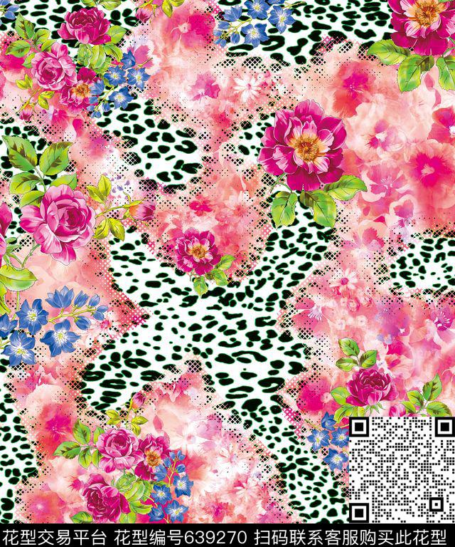 XH20160526-01-b02.jpg - 639270 - 数码印花 创意抽象拼接 豹纹 - 数码印花花型 － 女装花型设计 － 瓦栏