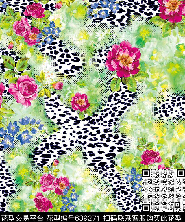 XH20160526-01-b03.jpg - 639271 - 数码印花 创意抽象拼接 豹纹 - 数码印花花型 － 女装花型设计 － 瓦栏