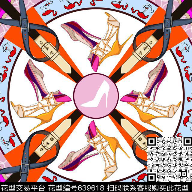 时尚手绘时尚大牌丝巾传统印花花型下载（图片编号: 639618） - 瓦栏（Walan）