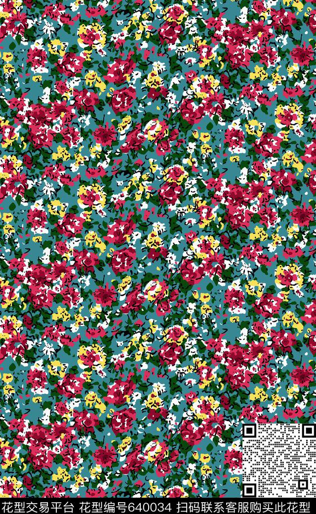 雕印 小碎花 8色.jpg - 640034 - 小碎花 花朵 花卉 - 传统印花花型 － 其他花型设计 － 瓦栏