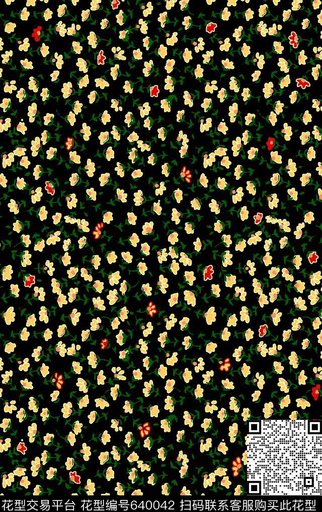 矢量手绘小碎花(5色）.jpg - 640042 - 小碎花 花朵 花卉 - 传统印花花型 － 其他花型设计 － 瓦栏