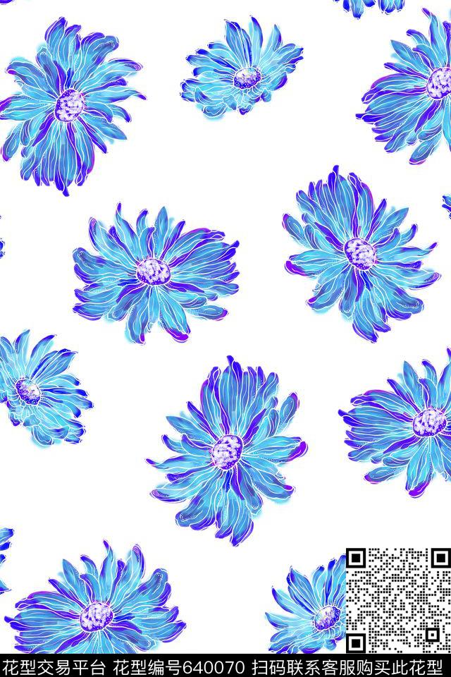 大花花卉泳装传统印花花型下载（图片编号: 640070） - 瓦栏（Walan）