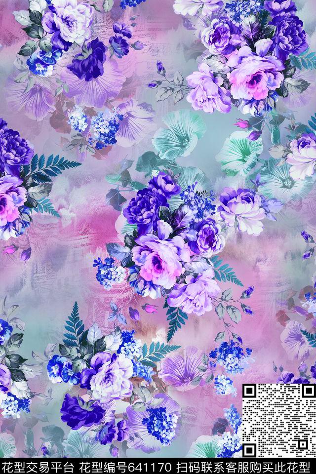 花卉数码印花花型下载（图片编号: 641170） - 瓦栏（Walan）