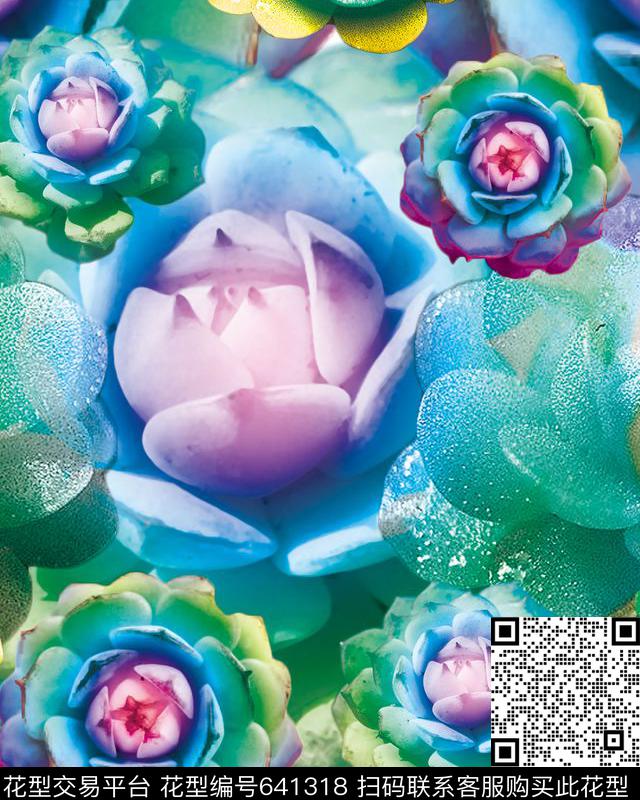 XH20160530-01-b02.jpg - 641318 - 数码印花 创意抽象拼接 多肉植物 - 数码印花花型 － 女装花型设计 － 瓦栏