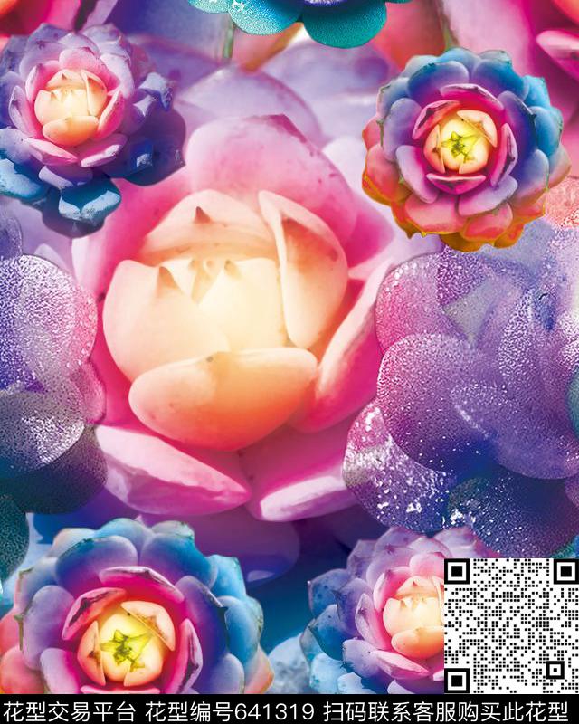 XH20160530-01-b03.jpg - 641319 - 数码印花 创意抽象拼接 多肉植物 - 数码印花花型 － 女装花型设计 － 瓦栏