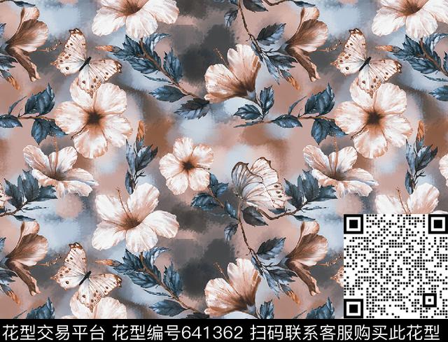 趣味水墨中国风数码印花花型下载（图片编号: 641362） - 瓦栏（Walan）