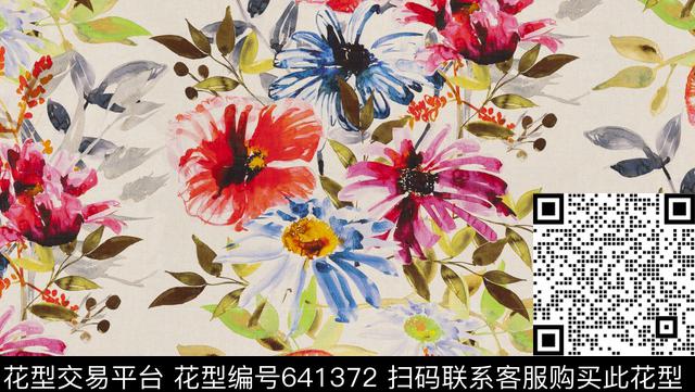 趣味水墨中国风数码印花花型下载（图片编号: 641372） - 瓦栏（Walan）
