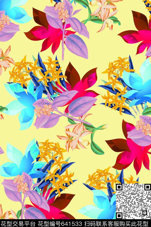16-5-28-2-2.jpg - 641533 - 兰花 热带 植物 - 数码印花花型 － 泳装花型设计 － 瓦栏