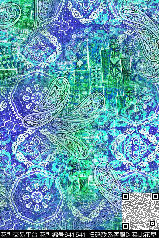 佩斯利民族风部落花纹数码印花花型下载（图片编号: 641541） - 瓦栏（Walan）