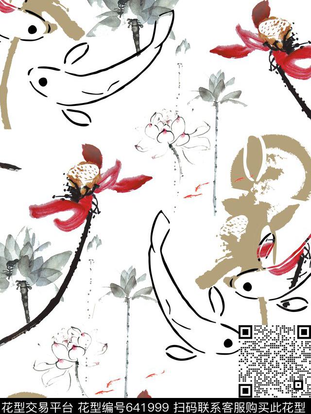 100.jpg - 641999 - 服装 传统 中国风 - 数码印花花型 － 女装花型设计 － 瓦栏