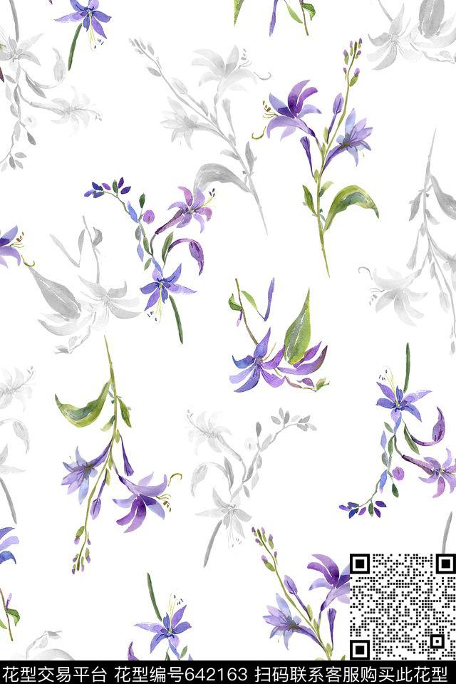 WL608.jpg - 642163 - 国画 花卉 水彩 - 数码印花花型 － 女装花型设计 － 瓦栏