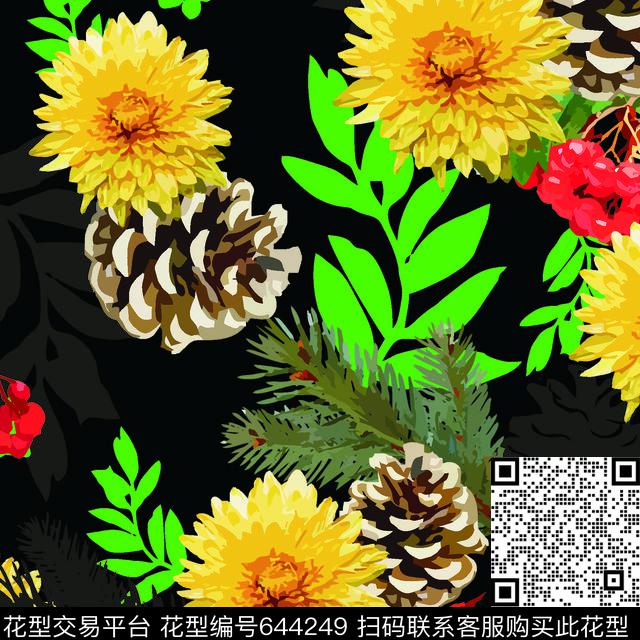 0022.jpg - 644249 - 花卉 雏菊 菊花 - 传统印花花型 － 女装花型设计 － 瓦栏