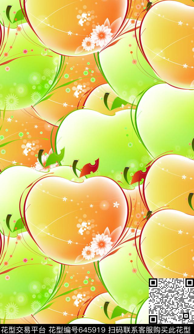 F23.jpg - 645919 - 水果 趣味 苹果 - 数码印花花型 － 女装花型设计 － 瓦栏