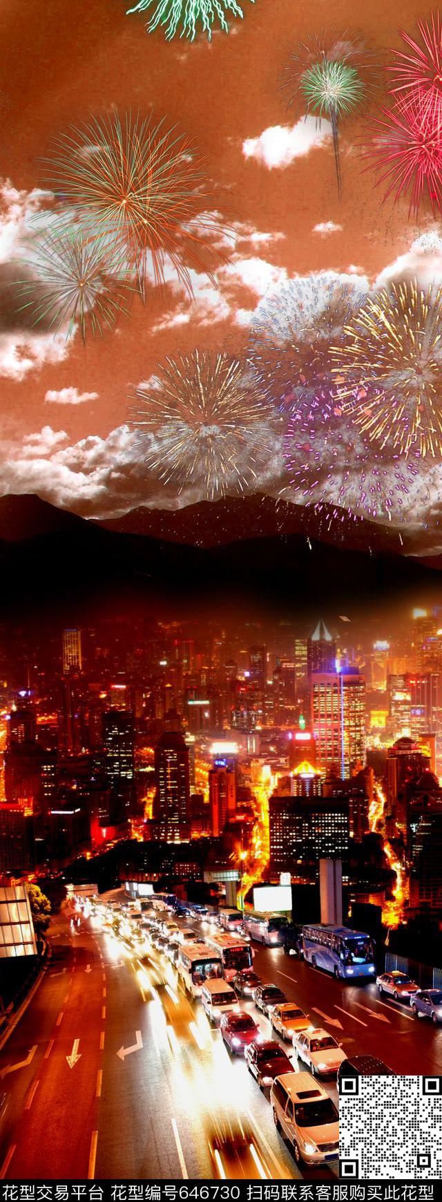 大花花朵花卉数码印花花型下载（图片编号: 646730） - 瓦栏（Walan）