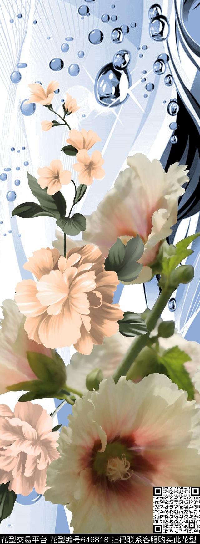 jf0001-108.jpg - 646818 - 大花 花朵 花卉 - 数码印花花型 － 床品花型设计 － 瓦栏