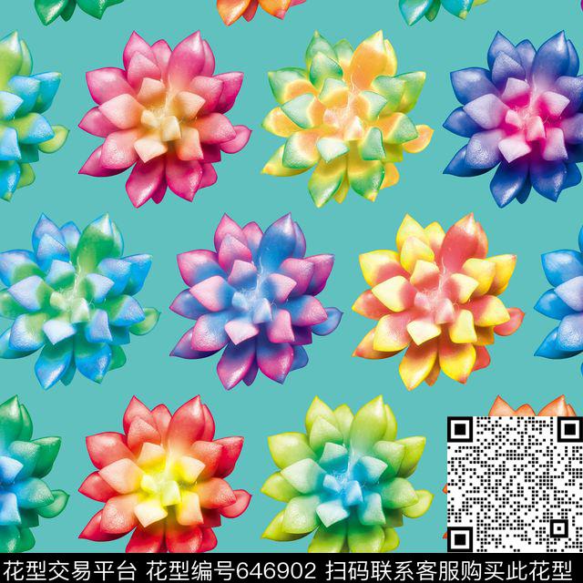 XH20160607-02-b03.jpg - 646902 - 创意抽象拼接 数码印花 多肉植物 - 数码印花花型 － 女装花型设计 － 瓦栏