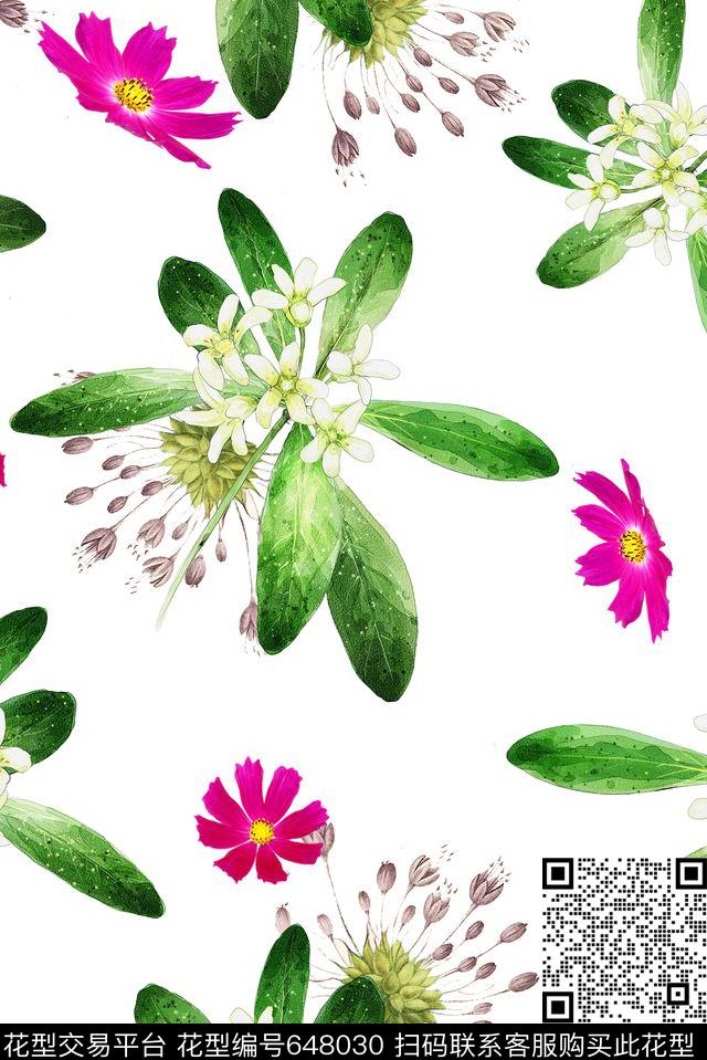 花朵花卉小清新数码印花花型下载（图片编号: 648030） - 瓦栏（Walan）