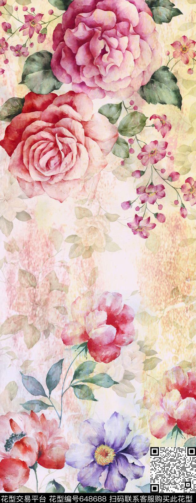159.jpg - 648688 - 时尚 现代 花朵 - 数码印花花型 － 长巾花型设计 － 瓦栏