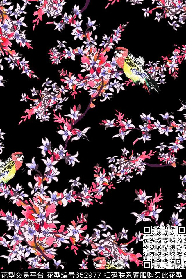 中国风花朵花卉传统印花花型下载（图片编号: 652977） - 瓦栏（Walan）