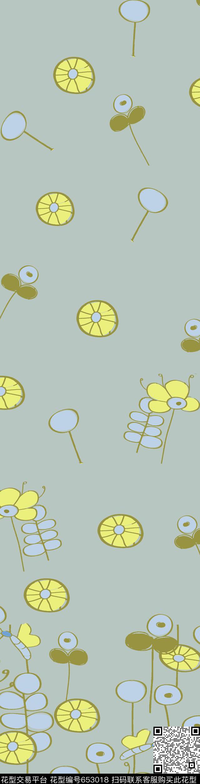 花花世界.tif - 653018 - 卡通 花卉 可爱 - 数码印花花型 － 床品花型设计 － 瓦栏