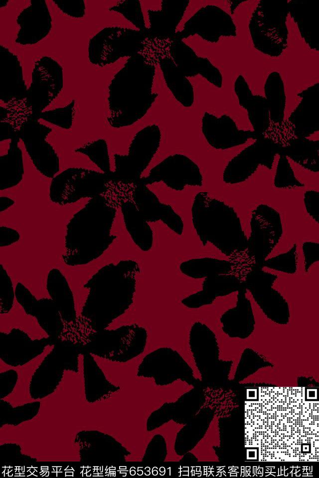 花卉花瓣女装传统印花花型下载（图片编号: 653691） - 瓦栏（Walan）