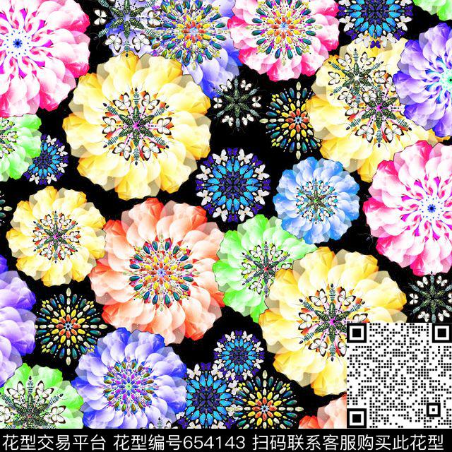 昆虫花卉.jpg - 654143 - 昆虫花卉 - 数码印花花型 － 泳装花型设计 － 瓦栏