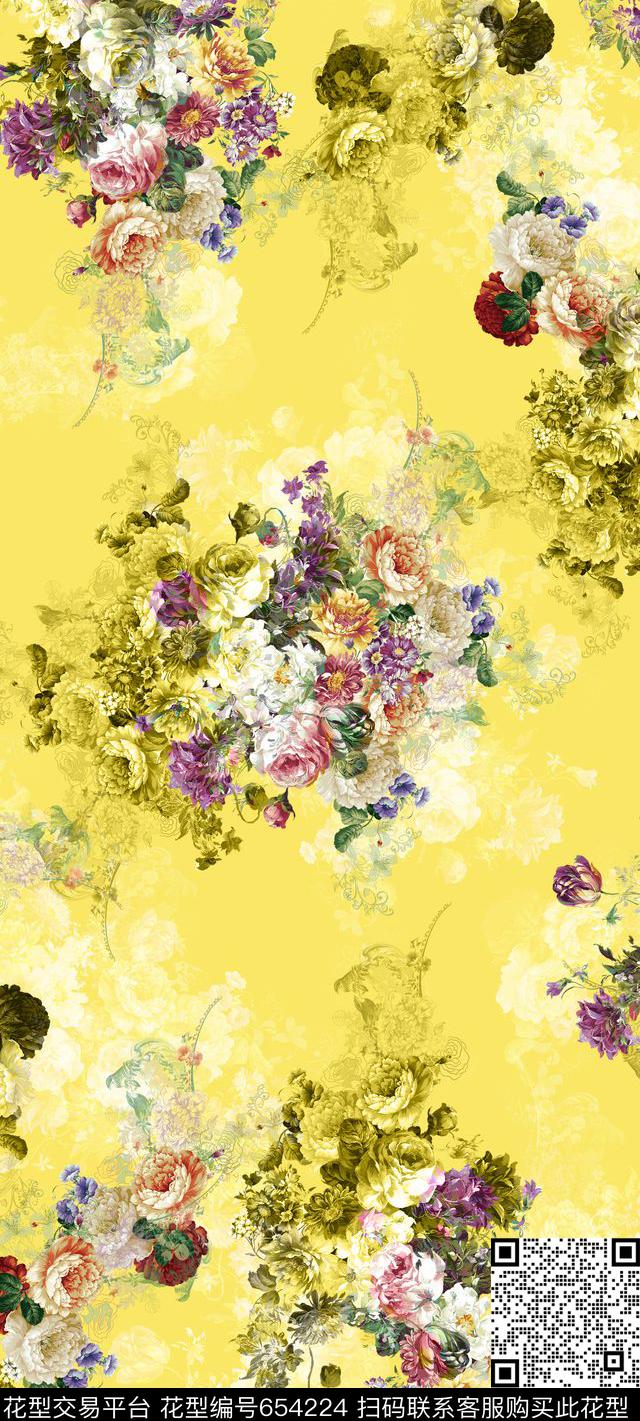 s2.tif - 654224 - L.D~花卉 L.D~手绘 丝巾 - 数码印花花型 － 长巾花型设计 － 瓦栏