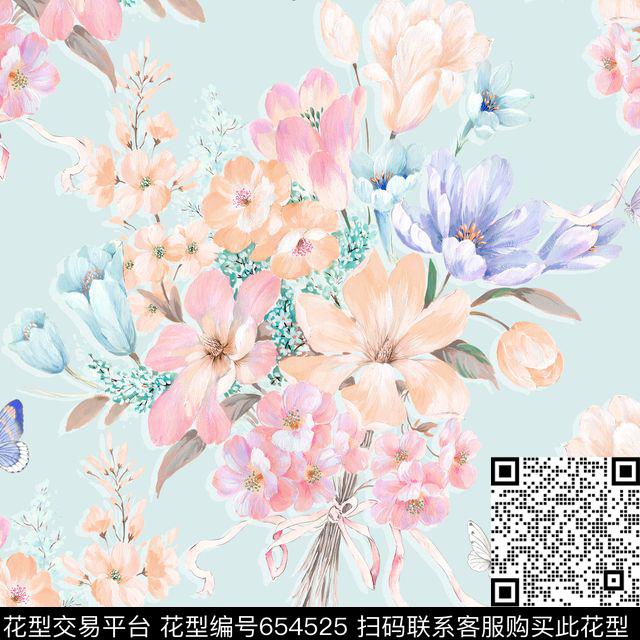 手绘花传统印花花型下载（图片编号: 654525） - 瓦栏（Walan）