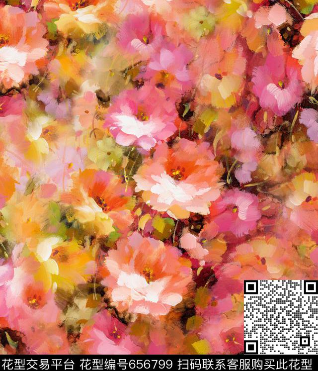 花卉数码印花花型下载（图片编号: 656799） - 瓦栏（Walan）