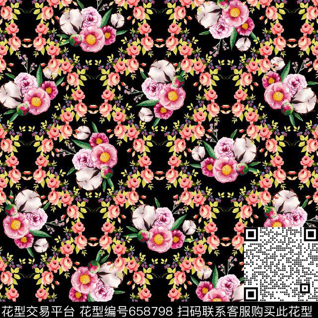 满版手绘小碎花数码印花花型下载（图片编号: 658798） - 瓦栏（Walan）